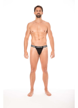 Slip noir échancré avec zip - LM2003-61BLK